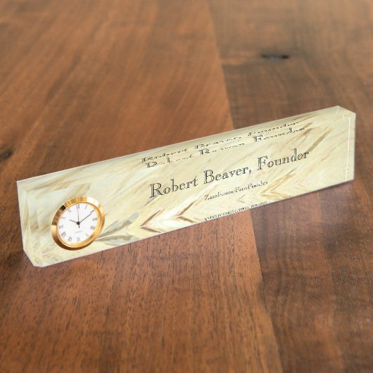 時計付白大理石机用ネームプレート デスクネームプレート (側面)