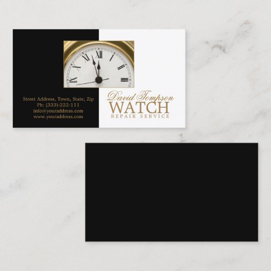 時計修理サービス時計製造ブラックカードとホワイトカード 名刺 (正面/裏面)