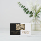 時計修理サービス時計製造ブラックカードとホワイトカード 名刺 (スタンド正面)