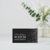 時計修理サービス時計製造無地の機ブラック 名刺 (スタンド正面)