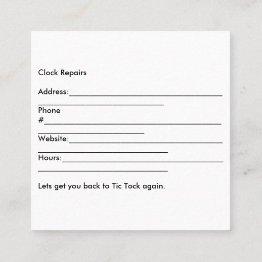 時計修理名刺 スクエア名刺 (裏面)