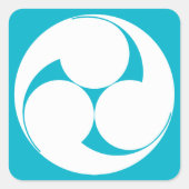 時計回りに3本の渦巻き旋回(菅木) スクエアシール (正面)