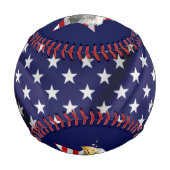 時計型ハゲ・イーグル、アメリカ国旗、スター 野球ボール (裏面)