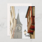 時計塔チューリッヒ聖ピーターズ教会と窓 ポストカード (正面/裏面)