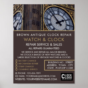 時計塔,時計専門広告者 ポスター