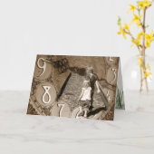 時計小さな女の子の鉄道線路の顔 カード (黄色い花)