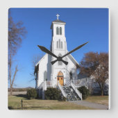 時計教会神の景色の白い時間国都市 スクエア壁時計 (正面)