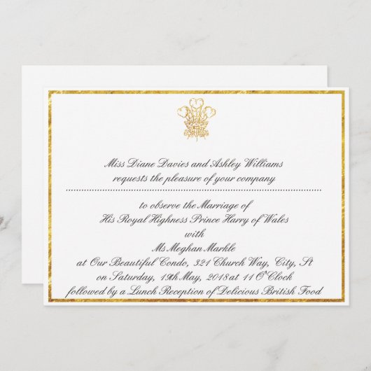 時計王室のパーティの招待状|ロンドン英国 招待状 (正面/裏面)