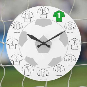 時計番号としての白いサッカーシャツ ラージ壁時計