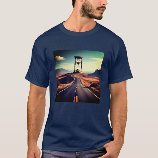 時計砂時計への道 – 時間に縛られた旅のコンセプト Tシャツ (正面)