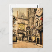 時計素晴らし、ルーアン、フランスヴィンテージPhotochrom ポストカード (正面/裏面)