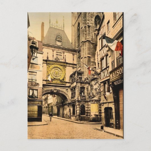 時計素晴らし、ルーアン、フランスヴィンテージPhotochrom ポストカード (正面)