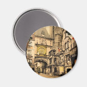 時計素晴らし、ルーアン、フランスヴィンテージPhotochrom マグネット (正面/裏面)