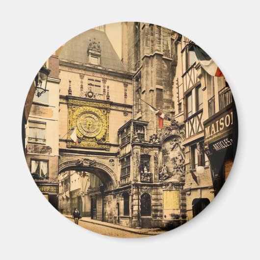 時計素晴らし、ルーアン、フランスヴィンテージPhotochrom マグネット (正面)