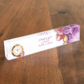 時計結婚付きの記念机用ネームプレート デスクネームプレート (側面)