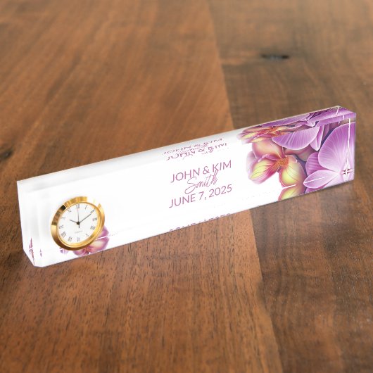 時計結婚付きの記念机用ネームプレート デスクネームプレート (側面)