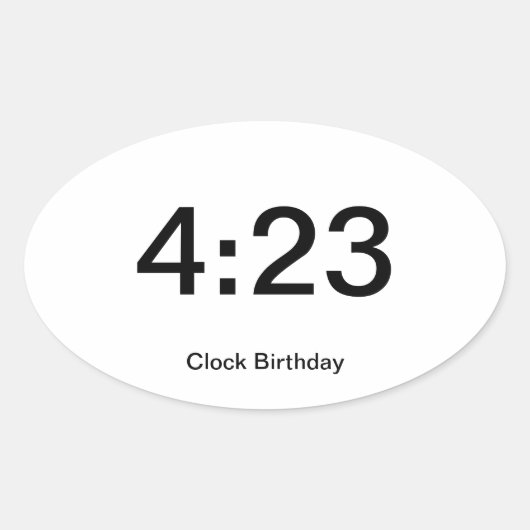 時計誕生日ステッカー4:23 楕円形シール (正面)