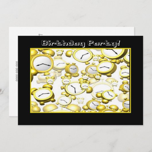 時計誕生日パーティーの招待 招待状 (正面/裏面)