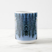 時計静か – 北の冬の森の灰色フクロウ コーヒーマグカップ (中央)