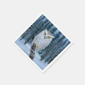 時計静か – 北の冬の森の灰色フクロウ スタンダードカクテルナプキン (角)