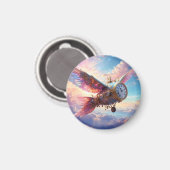 時計顔付き幻想的な翼を特徴とする磁石 マグネット (正面/裏面)