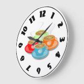 時計4杯のコーヒー ラージ壁時計 (傾斜)