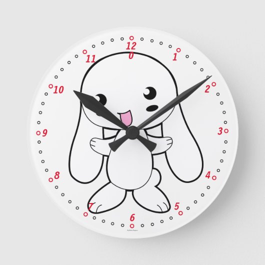 時計。うさぎ。 ラウンド壁時計 (正面)
