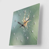 時計-くもの巣のくも スクエア壁時計 (傾斜)