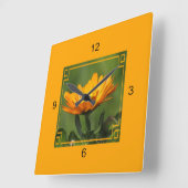 時計 – オレンジ色の花(フレーム) (傾斜)