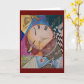 時計 – グリーティングカード空白の/内部 カード (黄色い花)