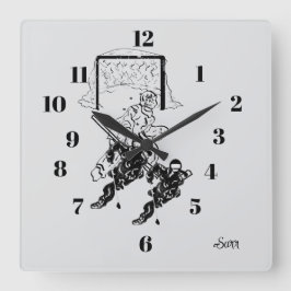 時計:ゴールの時間です。 スクエア壁時計