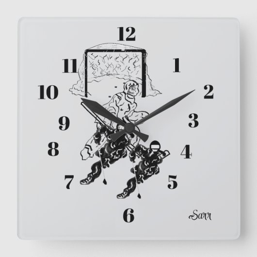 時計:ゴールの時間です。 スクエア壁時計 (正面)