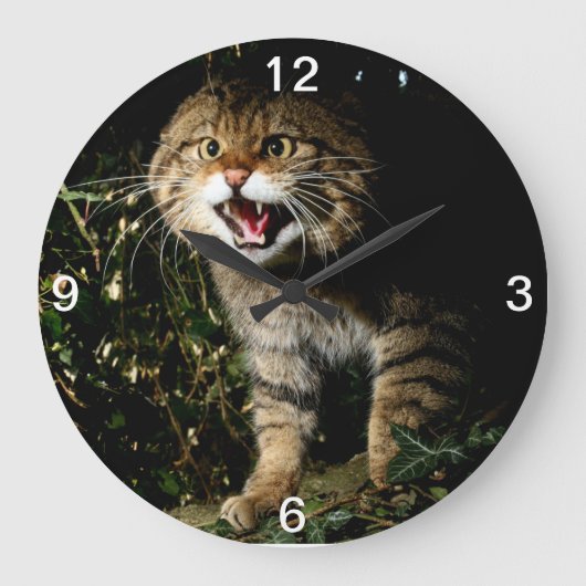 時計-スコットランドの山猫 ラージ壁時計 (正面)