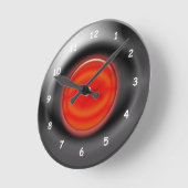 時計-タイヤと赤いハブのキャップ ラウンド壁時計 (傾斜)