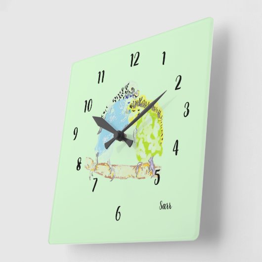 時計：ハミング鳥 スクエア壁時計 (傾斜)