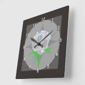 時計 – バラと幾何学的な背景(黒) (傾斜)