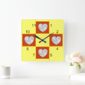 時計 – パッチワーク(赤いハート) (ホーム)