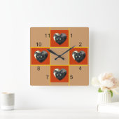 時計 – ペットパッチワーク(赤いハート) (ホーム)