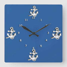 時計-ホワイトいかり スクエア壁時計