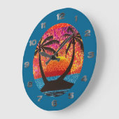 時計 – ポートホールを通して見える島の夕日 (傾斜)