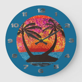 時計 – ポートホールを通して見える島の夕日