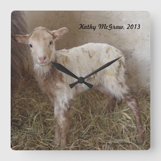 時計：ラムKathyMcGraw スクエア壁時計 (正面)