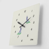 時計：孔雀 スクエア壁時計 (傾斜)