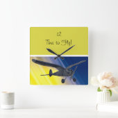 時計-幽霊-模型飛行機 スクエア壁時計 (ホーム)