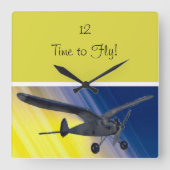時計-幽霊-模型飛行機 スクエア壁時計 (正面)