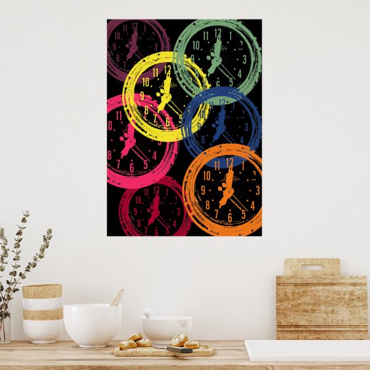 時計 – 暗 ポスター (キッチン)