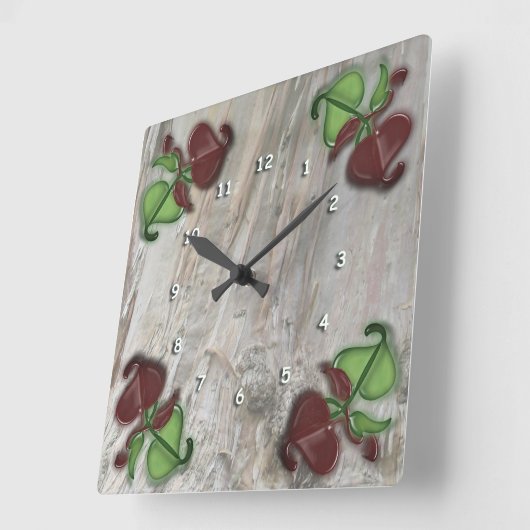 時計 – 樹皮と葉 (傾斜)