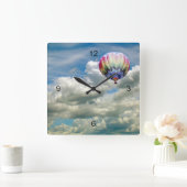 時計-熱気球 スクエア壁時計 (ホーム)