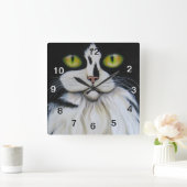 時計、猫の時計 スクエア壁時計 (ホーム)