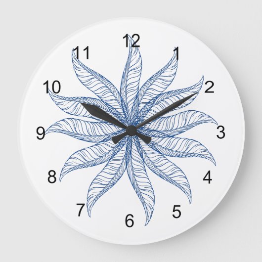 時計 – 羽の花（青） (正面)